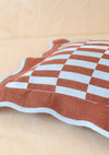 Rust Checkerboard Cotton Cushion Cover