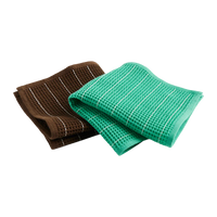 Canteen Dish Cloth Set of 2 - Chocolate/Emerald Pinstripe