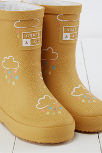 Grass & Air - Ochre Colour-Changing Kids Winter Wellies: 4 infant