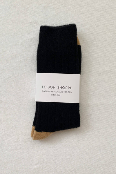 Extended Classic Cashmere Socks - Black