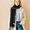 Cashmere & Merino Scarf in Charcoal Contrast Edge