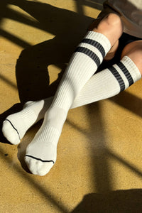 Knee High Boyfriend Socks - Cream