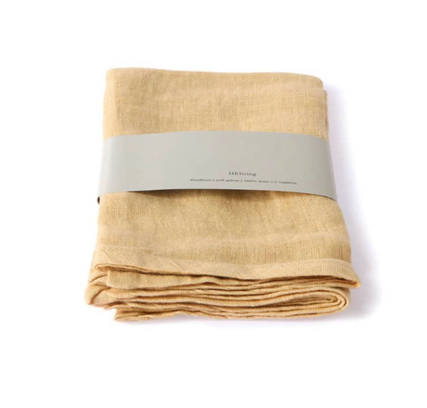 Soft Yellow linen napkin set of 2