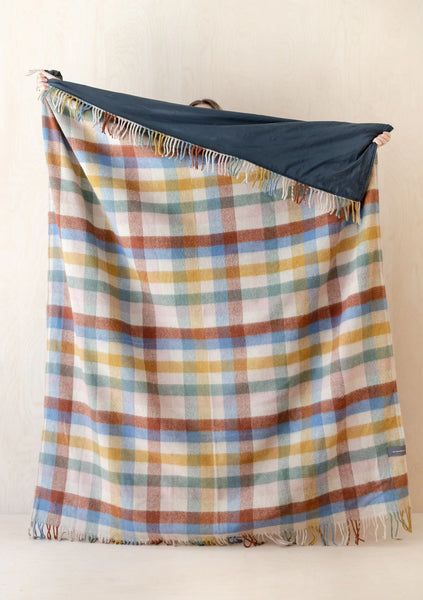 Recycled Wool Waterproof Picnic Blanket - Rainbow Harringbone