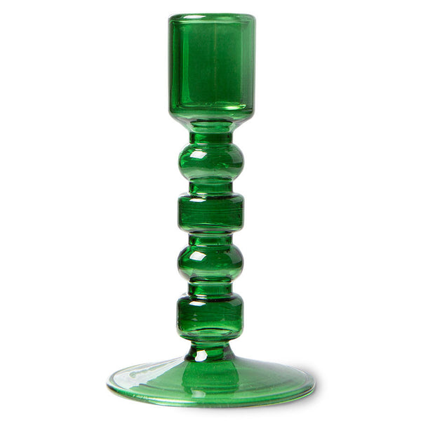 The Emeralds: glass candle holder M forest green