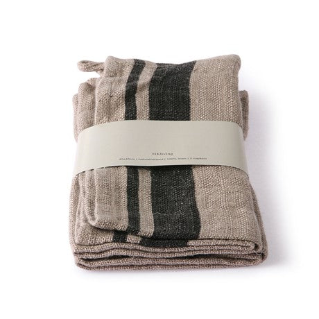 natural/striped linen napkin set of 2