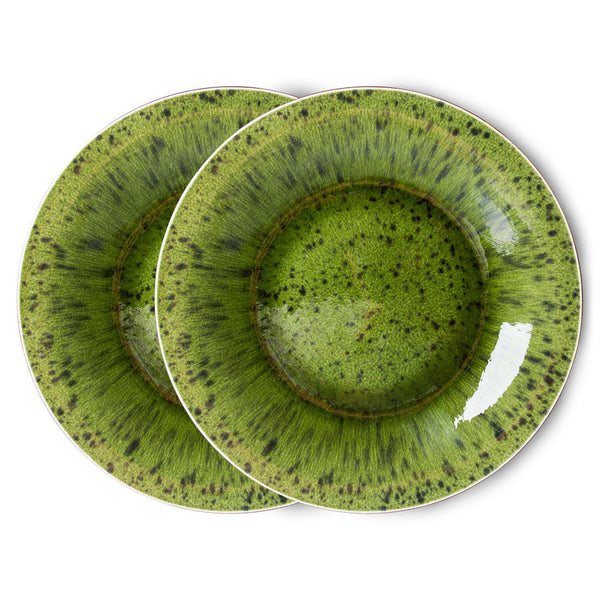 The Emeralds: Ceramic dinner Plate spotted green