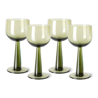 The Emeralds: Wine Glass Tall Olive Green (set of 4)