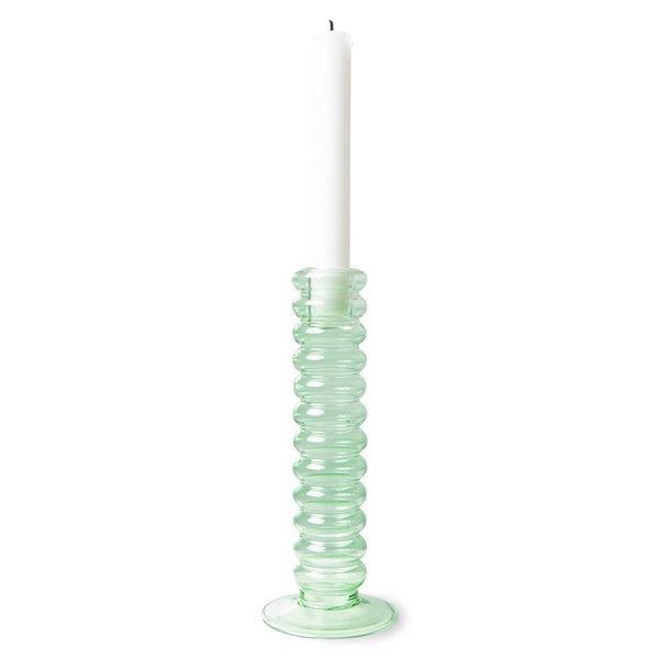 The Emeralds: glass candle holder L mint green