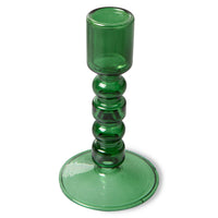 The Emeralds: glass candle holder M forest green