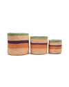 The Basket Room - RELI: Orange, Purple & Green Stripe Woven Storage Basket: M / Orange / Striped