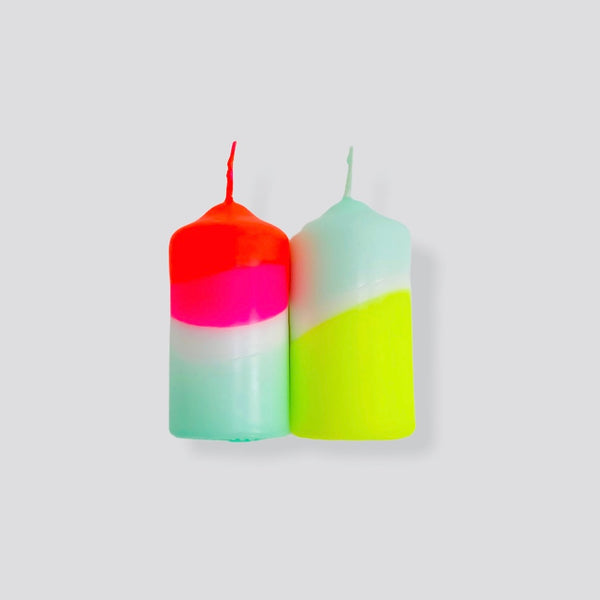 Pink Stories - Dip Dye Neon Candles - Set of Two - Rainbow Wings