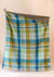 Recycled Wool Picnic Blanket - Teal Patchwork Check- Navy Recycled Handle