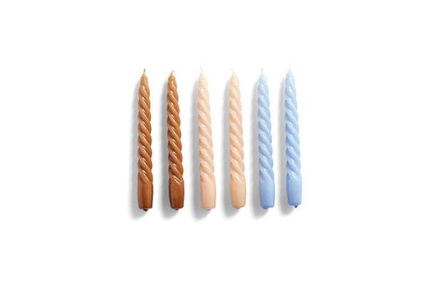 Twisted Candles - 6 Pack - Caramel/Peach/Lavender