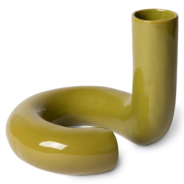 objects: Ceramic twisted Vaseglossy olive