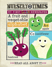 Jo & Nic’s Crinkly Cloth Books - Nursery Times Crinkly Newspaper - Fruit & Veg