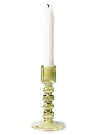 The Emeralds: glass candle holder M olive green