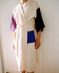 Waffle Bathrobe - Cream Multi