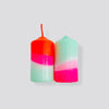 Pink Stories - Dip Dye Neon Candles - Set of Two - Peppermint Cherries