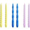 Long Mix Candles - Lemonade, Sky Blue, Lilac - set of 6