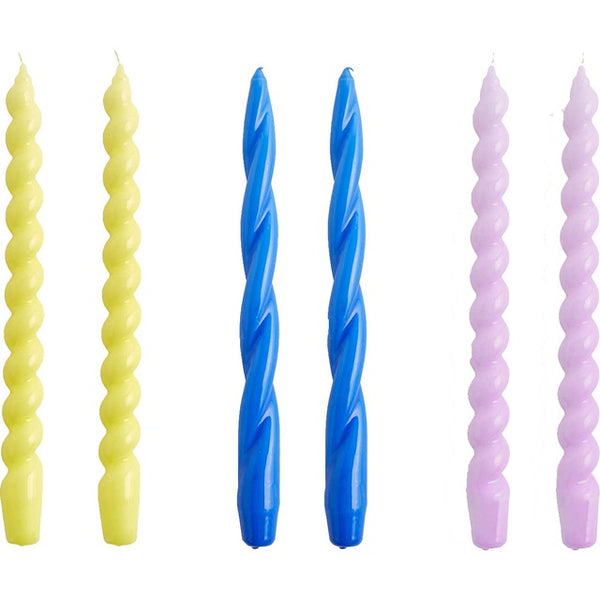 Long Mix Candles - Lemonade, Sky Blue, Lilac - set of 6