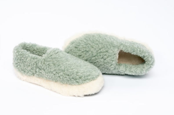 Green Wool Slippers - Green