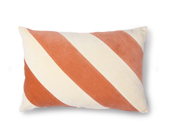 striped cushion velvet peach/cream (40x60)