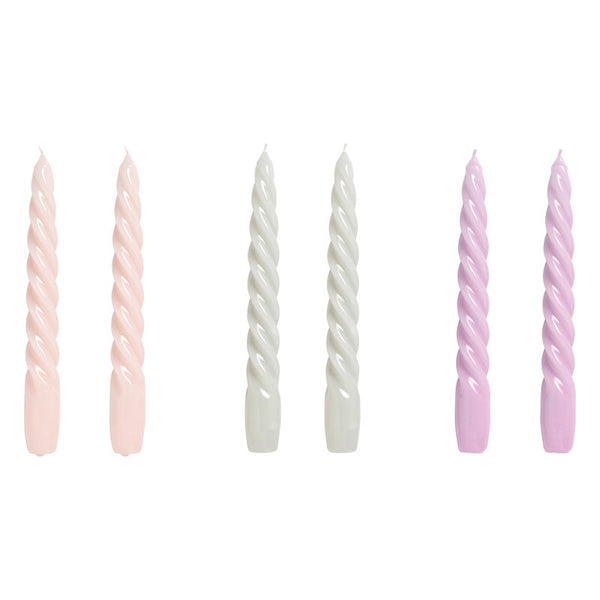 Twisted Candles - Light rose/ Light Grey/ Lilac