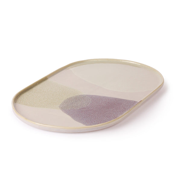 Gallery Ceramics: oval dinner Plate  green/lilac