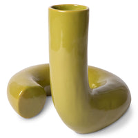 objects: Ceramic twisted Vaseglossy olive