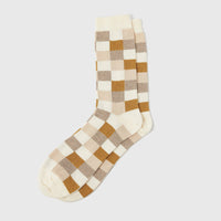 Organic Cotton Socks - Squares Natural: UK 8-11