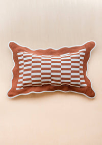 Rust Checkerboard Cotton Cushion Cover