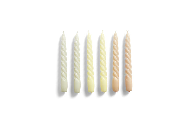 Twisted Candles - 6 Pack - Grey-Beige/Citrus/Peach