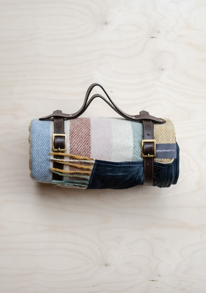 Recycled Wool Picnic Blanket - Rainbow Stripe