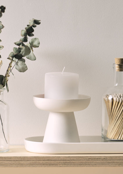 Porcini White Candle Holder in Matte Clay - Medium